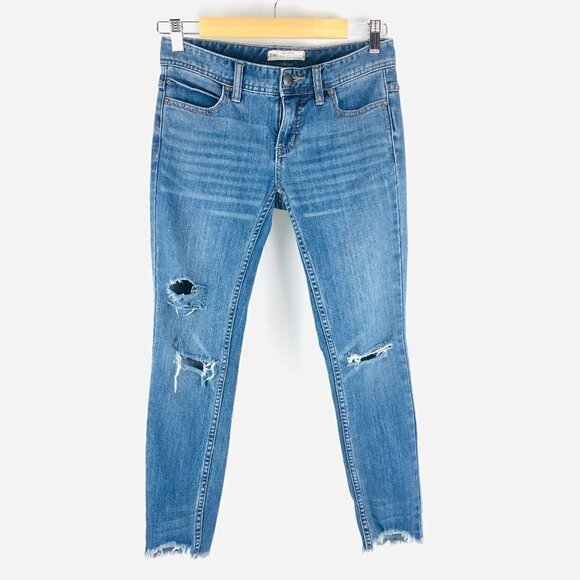 Free People Distressed Raw Hem Skinny Jean 25 - Picture 1 of 9